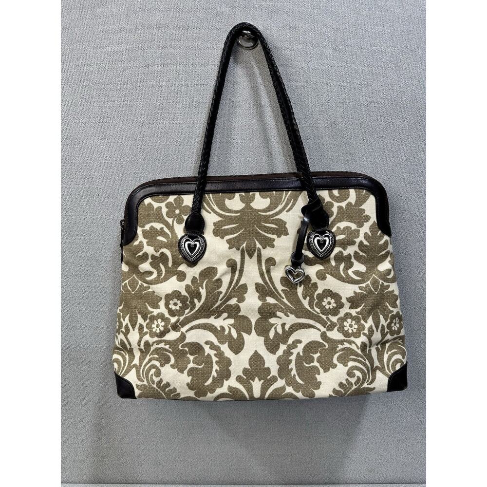 Brighton Mevelyn Fabric Signature Jacquard Tote‎ Shoulder Bag Purse Beige Brown